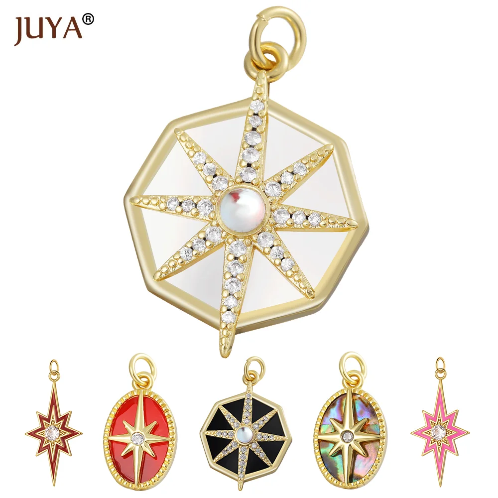 

JUYA Enamel Charms For Jewelry Making Supplies 18K Gold Plated Star Zircon Bracelet Necklace Diy Accessories Handmade Pendant