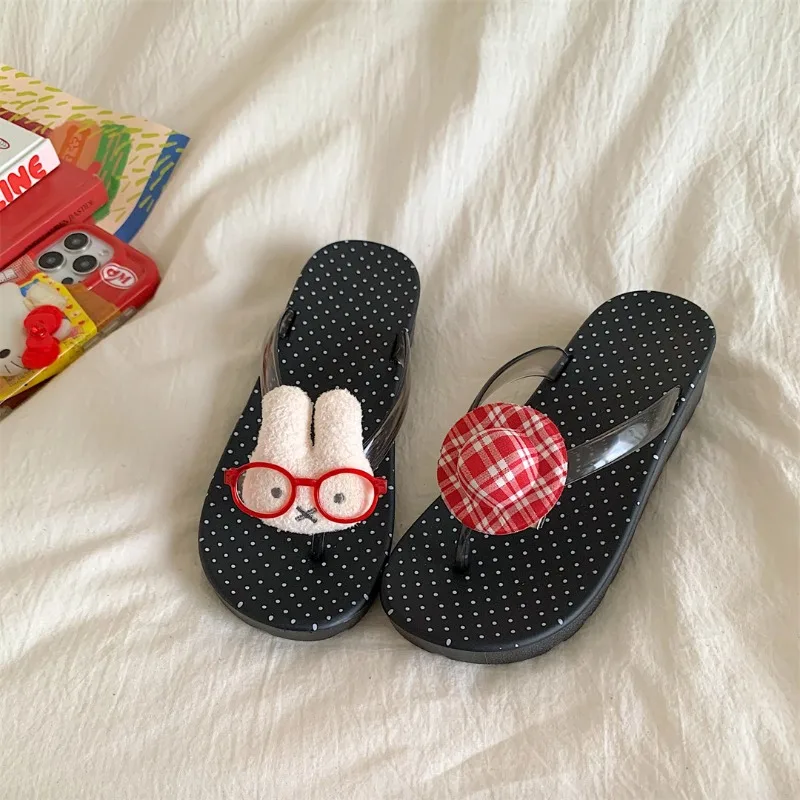 Фото Пляжные шлепанцы Hot Miffy с толстой подошвой, нескользящие, удобные, универсальные, для отдыха на пляже, повседневные сандалии-вьетнамки, обувь для прогулок. №2