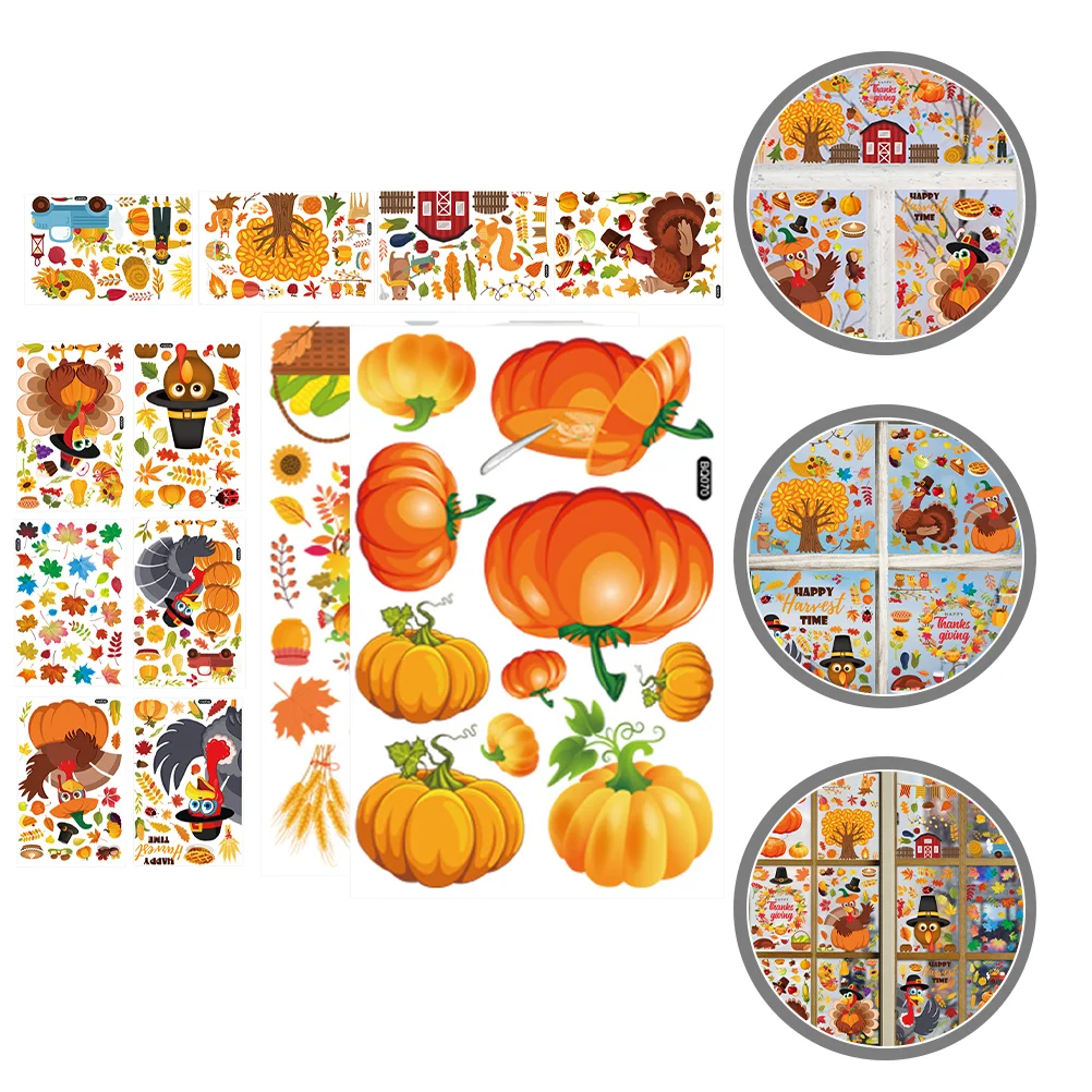 

Window Clings Thanksgiving Decals Stickers Maple Autumn Leaf Fall Sticker Pumpkin Home Cling Decorationsturkey Decoration Decor