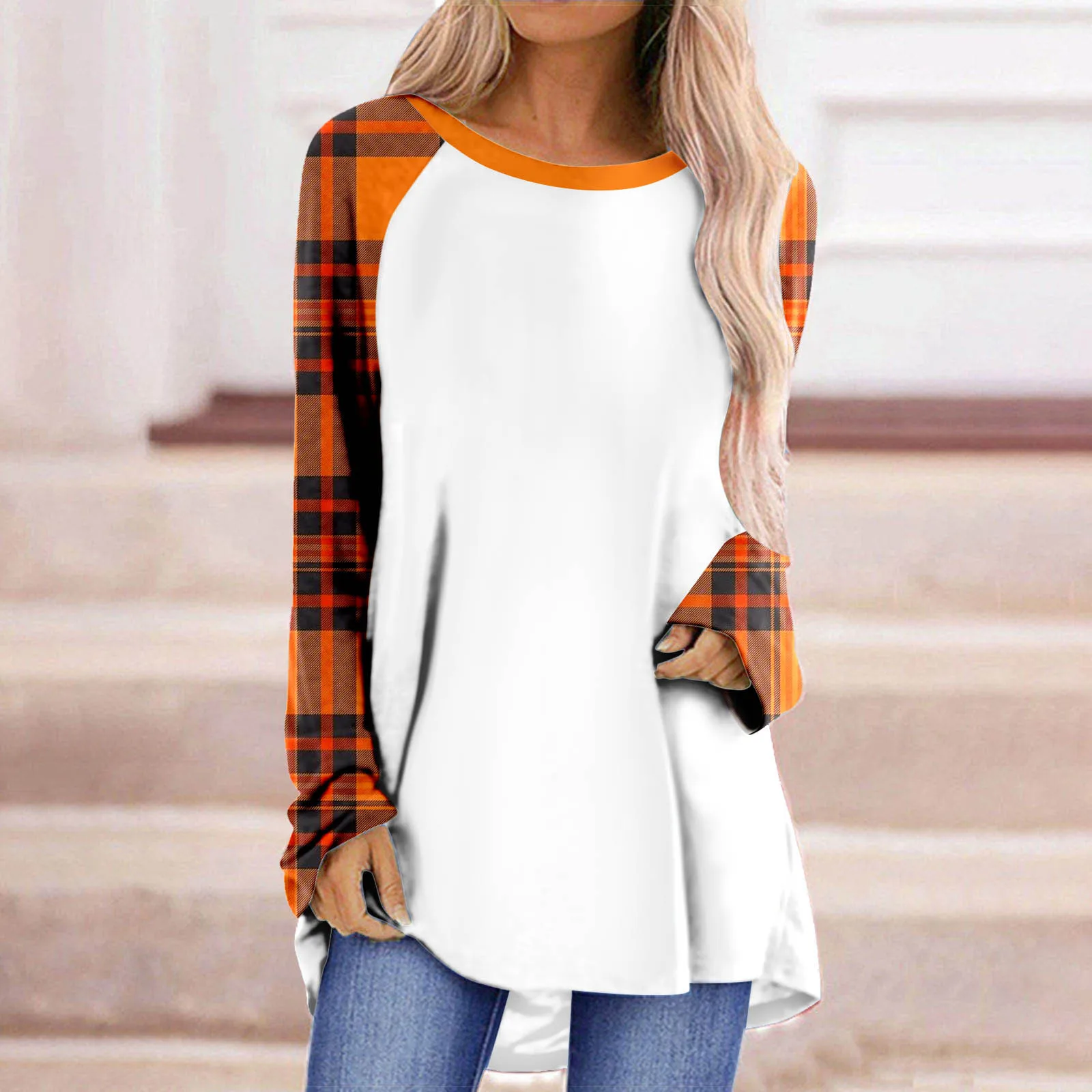 

Женская Повседневная рубашка с круглым вырезом, блузка с длинным рукавом и принтом на Хэллоуин, длинная футболка, топ, Женская Спортивная фу...