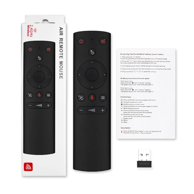 

H37F G21S Voice Control Air mouse Gyro Mic IR learning Wireless Remote control Assistant Smart remote for tv box H96