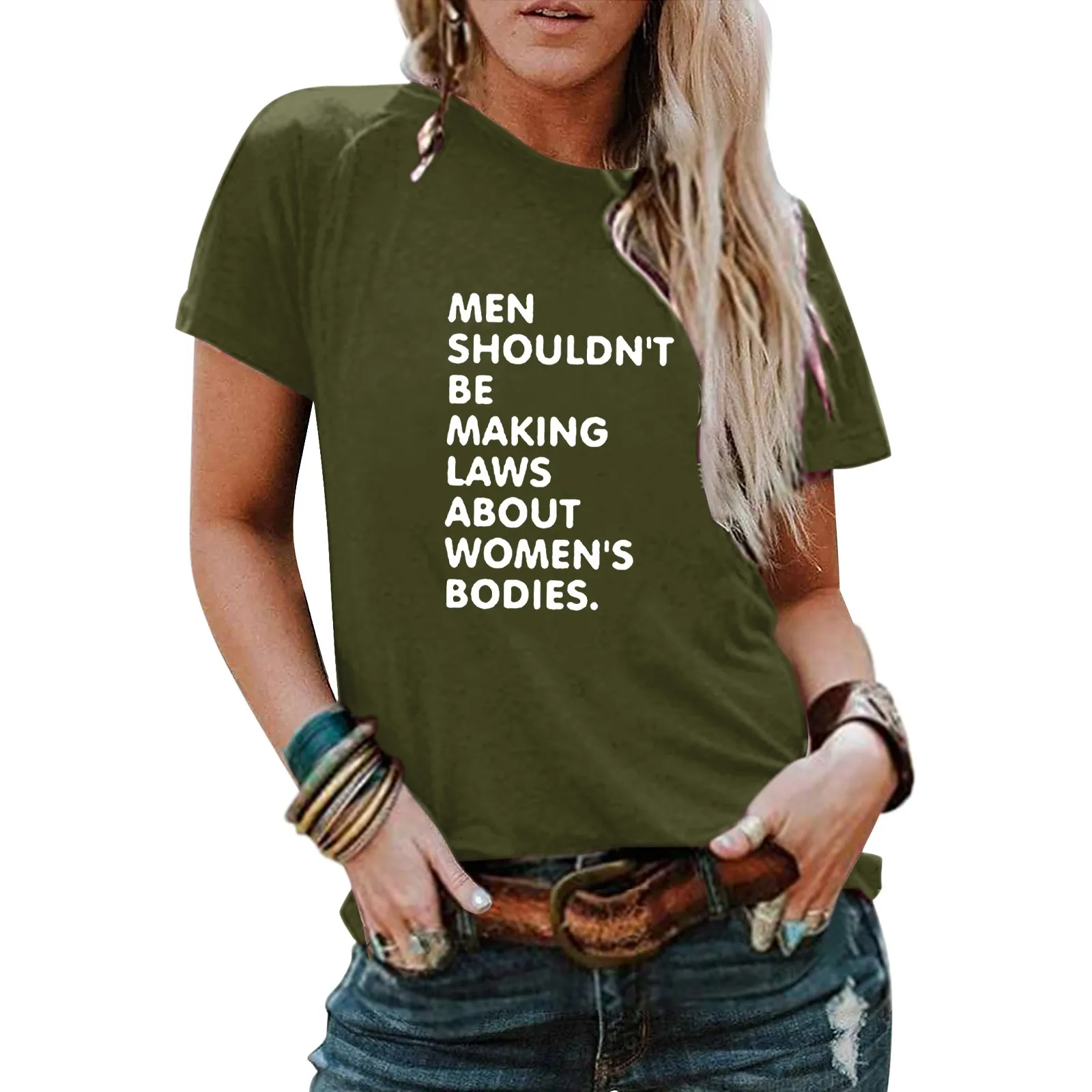 

Women's Letter Slogan Abortion Rights Stamp Print Fashion Soft Round Neck Beach Button down Shirts for Women Red Shirt