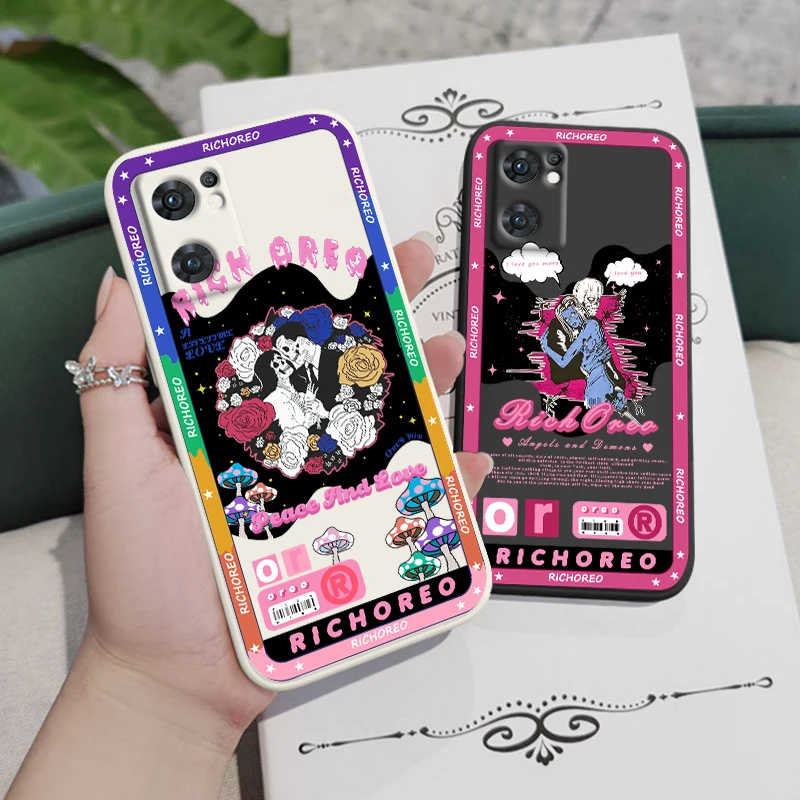 

Luxury Girl Skull Art Cool Phone Case For OPPO Find X5 X3 Lite F21 A96 A94 A93 A77 A76 A74 A72 A57 A53S A16 Liquid Rope