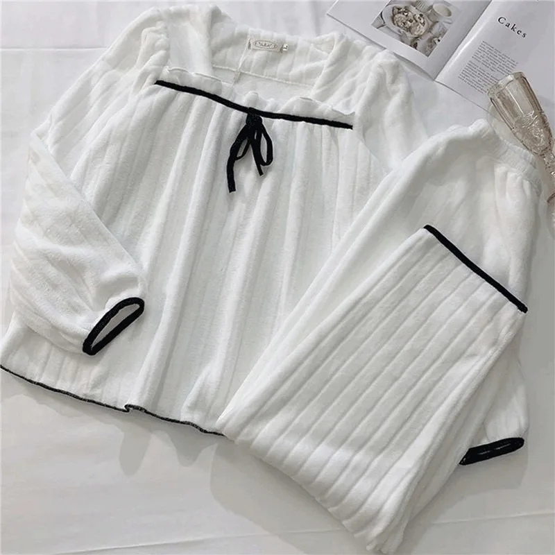 1 2023 Pajamas Set Sexy Sleepwear For Women Pink Thick Warm Pyjama Women's Flannel Winter  Fashion Homewear Clothes Big Size