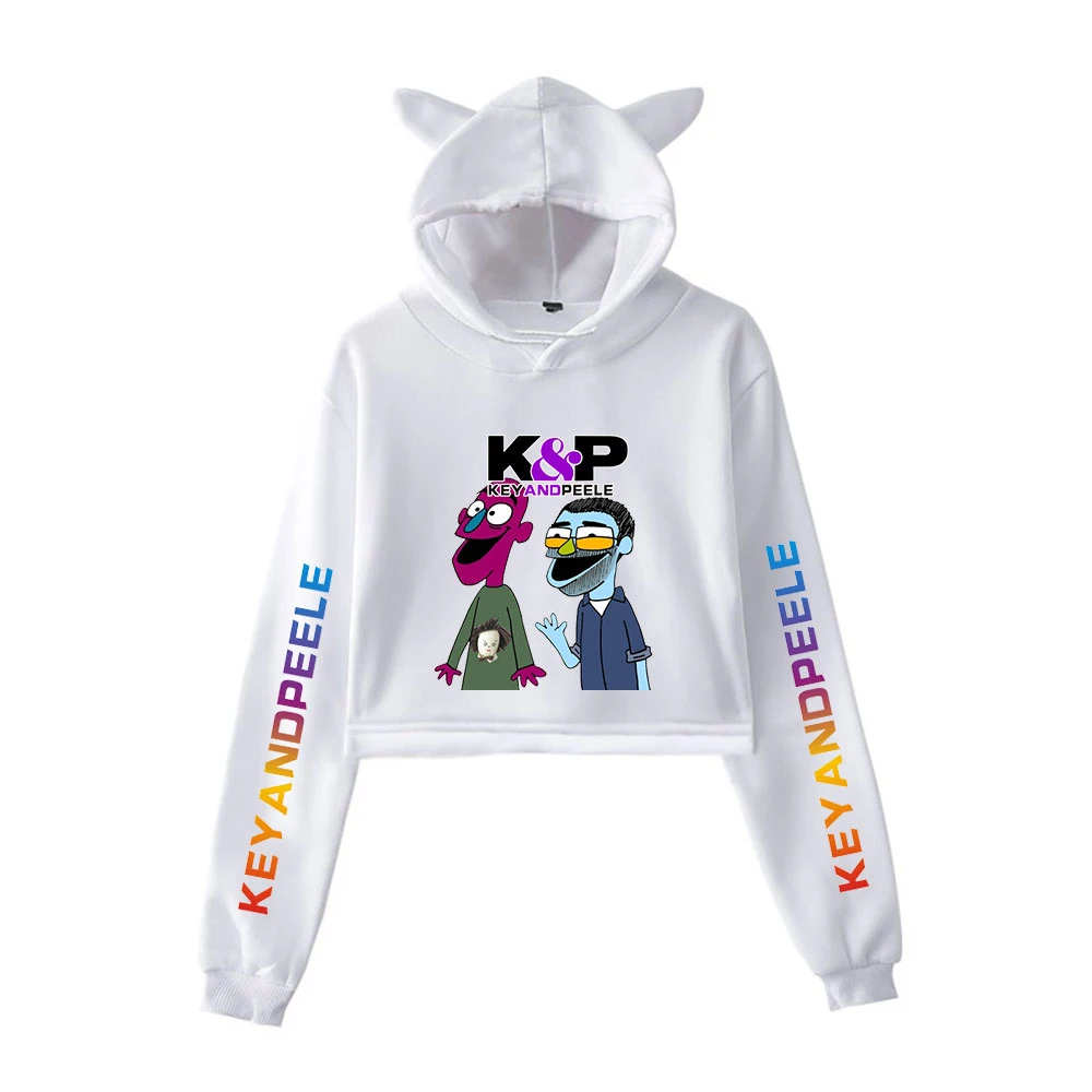 

Key New Peele Season Printing Cat Cropped Hoodies Girl Long Sleeve Hoodies Pullover Crop Tops Sexy Loose Ins Tide Kpop H Clothes