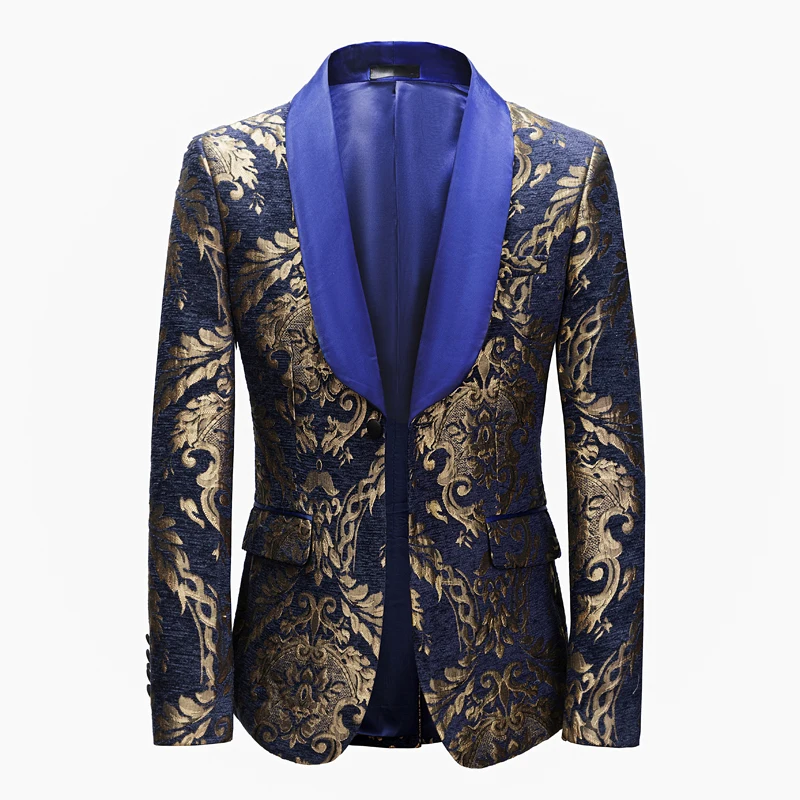 

Luxury Vintage Jacquard Mens Blazer Jacket Business Casual Slim Suit Jacket Social Wedding Banquet Tuxedo Costume Homme 5XL