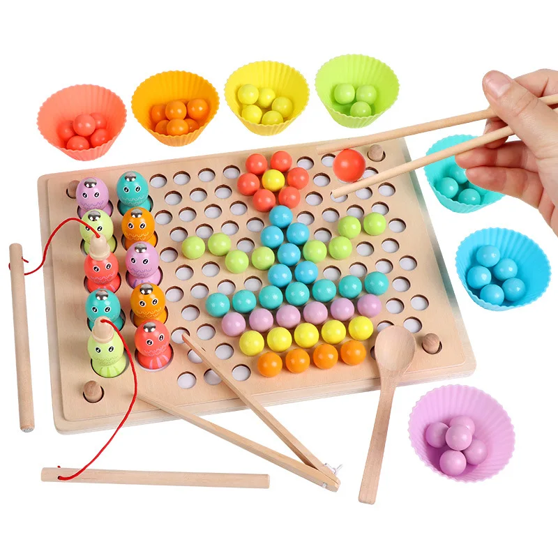 

Montessori Kids Math Wooden Toy Preschool Magnetic Fishing Clip Wooden Game For 3 4 5 Year Olds Children Early Educational Toys