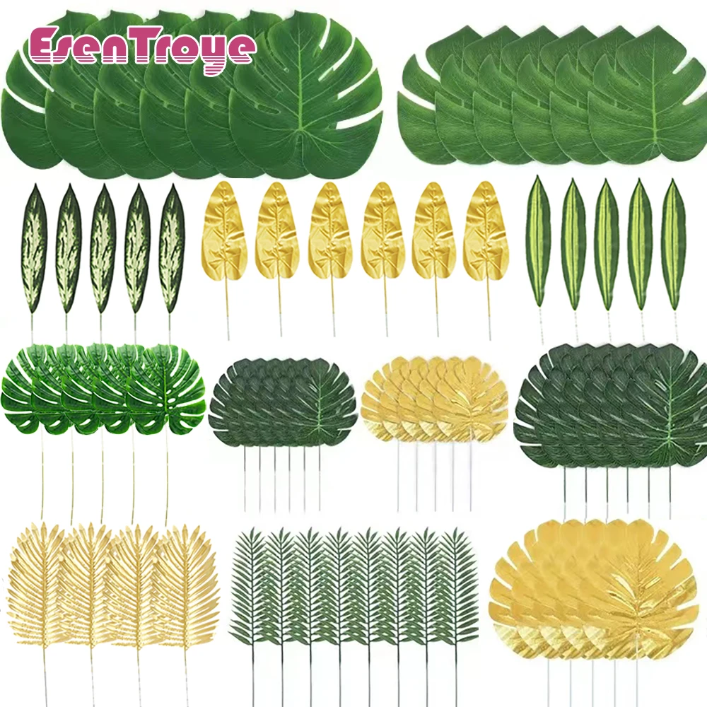 

Artificial Green Tropical Palm Leaf Fake Leaves Plants Decoration Jungle Safari Party Hawaiian Luau DIY Wedding Home Table Decor
