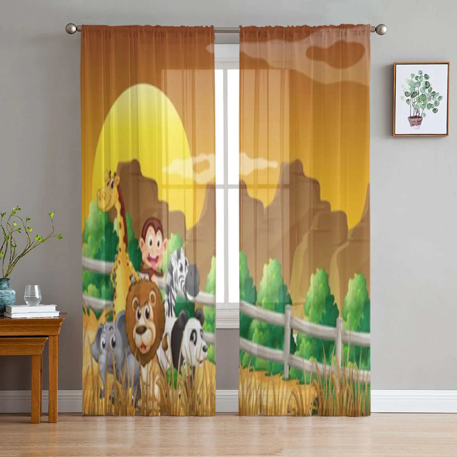 

Иллюстрация группы животных в лесу эркеры экранирующие шторы вуаль драпировка чистая тюль для гостиной спальни