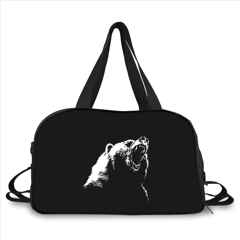 ferocious personality Bear 3D printing fashion trend portable large capacity multi function messenger bag travel bag