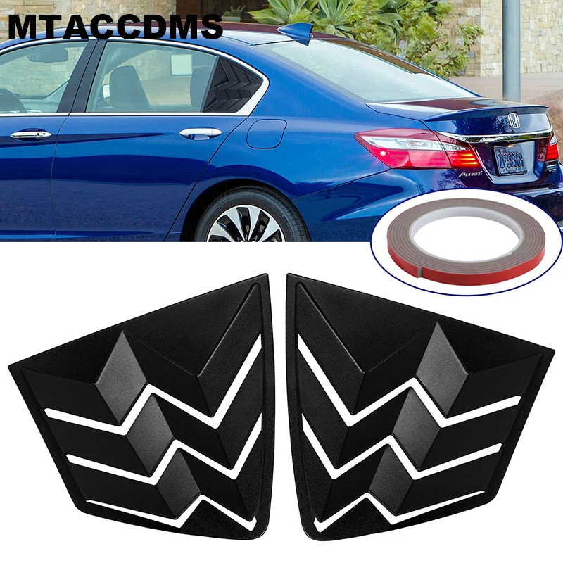 

MTACCDMS ABS Rear Side Window Louvers Shades Cover Blinds Trim for Honda Accord 2013-2017 Sedan 4-Door Car Accessories Set
