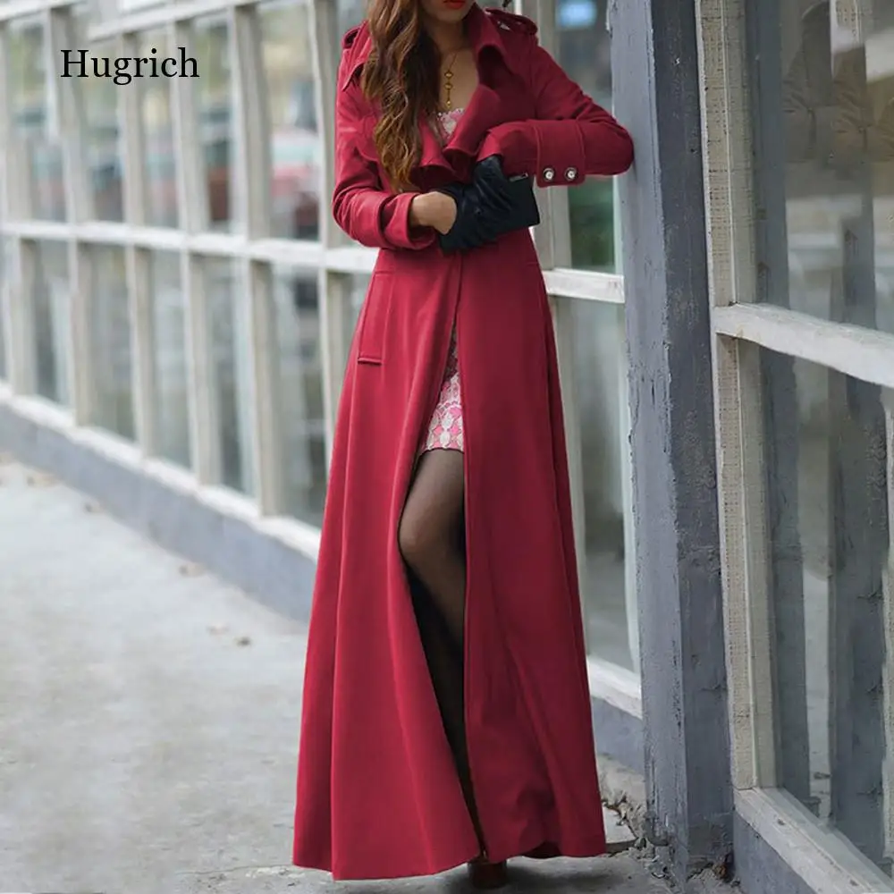 

New Winter Lapel Slim Womens Coat Trench Jacket Elegant Long Parka Overcoat Outwear Material Button Decoration