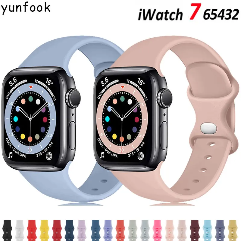 

Ремешок силиконовый для Apple Watch Band 42 мм 44 мм 45 мм, мягкий спортивный мужской браслет для наручных часов iwatch series 3 4 5 6 SE 7, 41 мм 40 мм 38 мм