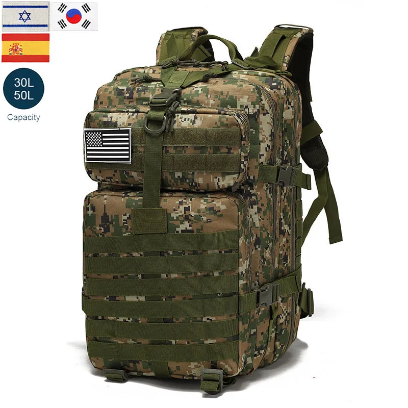 

Военный тактический рюкзак для мужчин и женщин 30 л/50 л, походные рюкзаки 900D, нейлоновые сумки, уличная сумка для походов и охоты, водонепроницаемая сумка для кемпинга