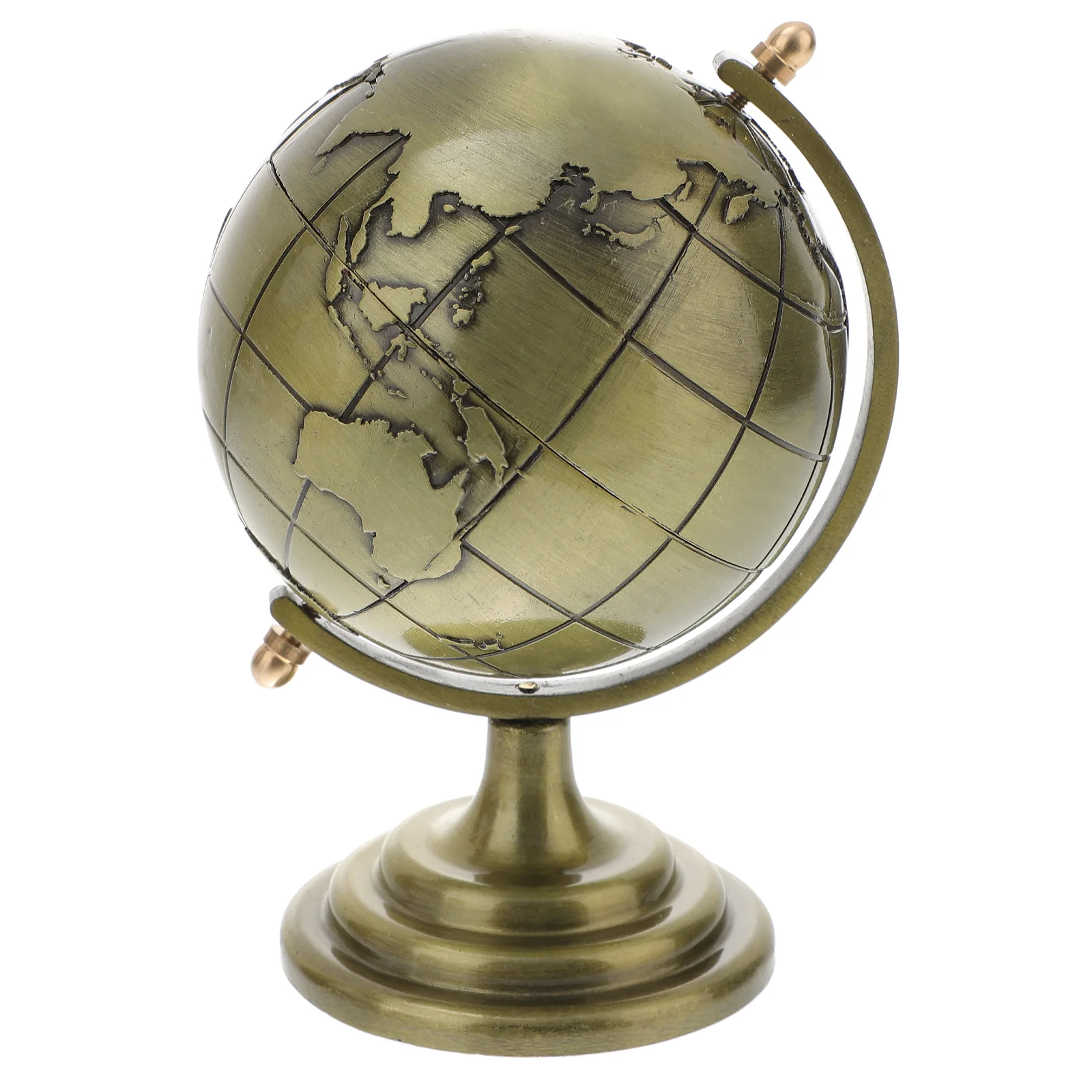

Globe World Decor Educational Desktop Iron Rotating Toys Rotation Vintage Table Earth Toy Metal Kids Adornment Model Geographic
