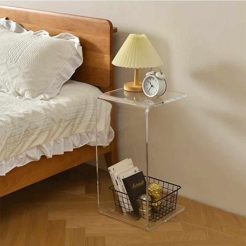 

Cofee Narrow Bedside Table Mobile Multifunctional Acrylic Space Saving Bedside Table Reception Filing Nachttisch House Furniture