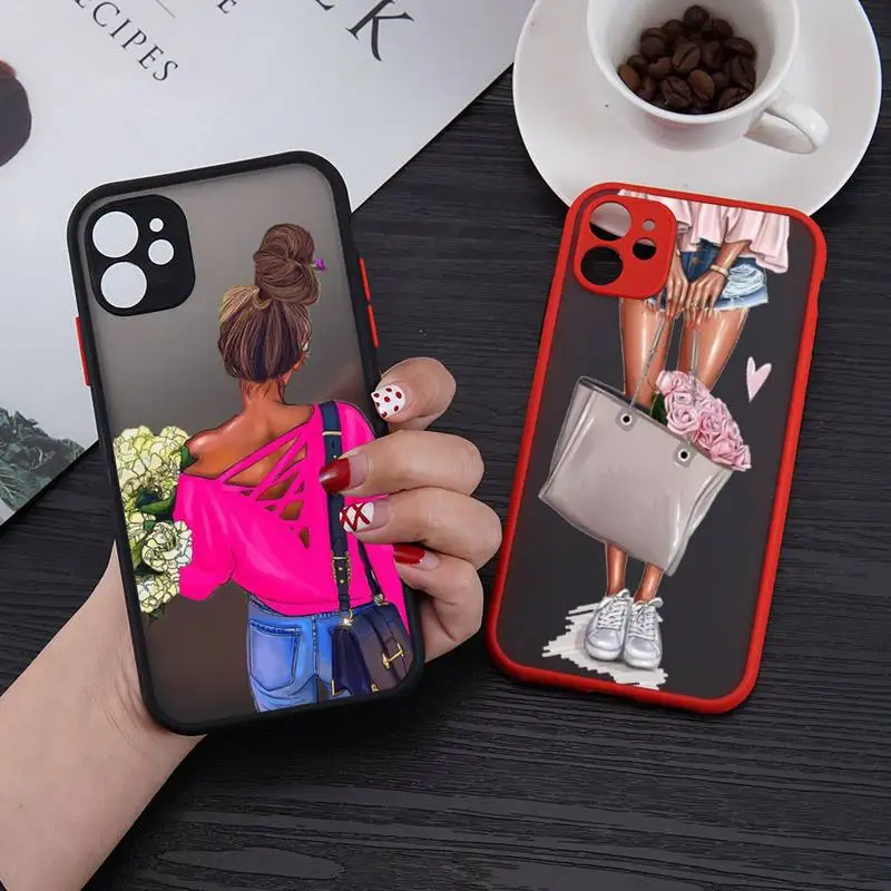 

Fashion Girls High Heels Shoes Legs Phone Case For iPhone 13 12 11 Mini Pro XR XS Max 7 8 Plus X Matte transparent Back Cover