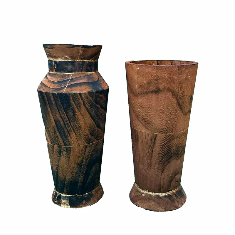 

2023 New Style Handcrafted Natural Wooden Vases Beautiful Wood Decorations Modern Pure Wood Crafts Handmade Vases