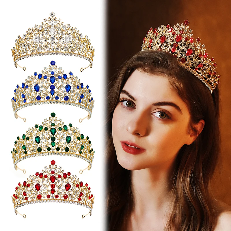 

Vintage Princess Queen Bridal Crown Headwear Crystal Tiara For Women Wedding Crown Hair Dress Accessories Jewelry