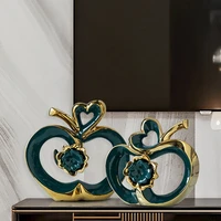 nordic light luxury morandi ceramic heart shaped apple creative home decoration flower holder living room wine cabinet partition