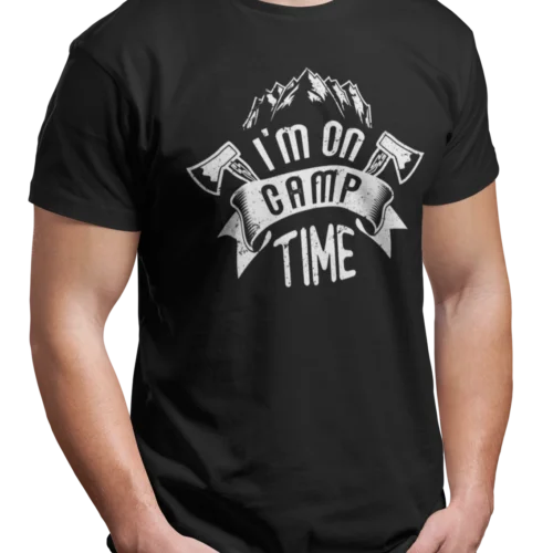 Im On Camp Time туристические приключения походы черная футболка унисекс Geek Retro Fun |