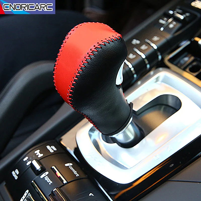

Console Gear Shift Handle Sleeve Cover Leather Protective Case Decoration For Porsche Cayenne 2011-2017 Car Interior Accessories