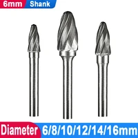 6mm shank carbide rotary file tungsten steel milling cutter metal woodworking milling polishing grinding head dremel accessories