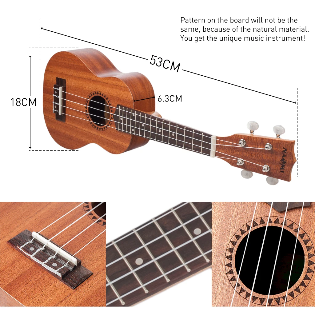 LOOK Soprano Wood Ukulele kid Starter Uke Hawaii kids Guitar 21 Inch W/Gig Bag For Kids Students &amp Beginners By NAOMI | Спорт и