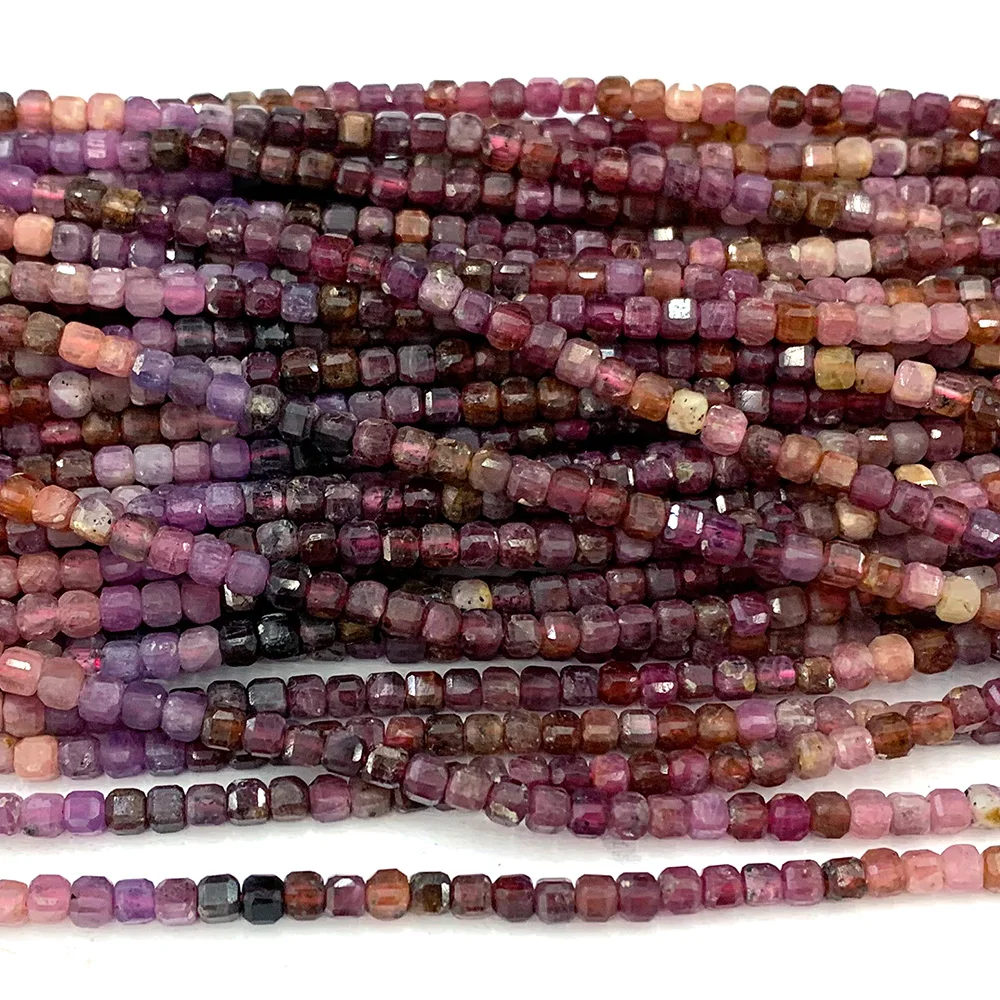 

Veemake Red Ruby Edge Cube Faceted Beads For Jewelry Making Natural Stones Gemstones DIY Necklace Bracelets Earrings Pendant