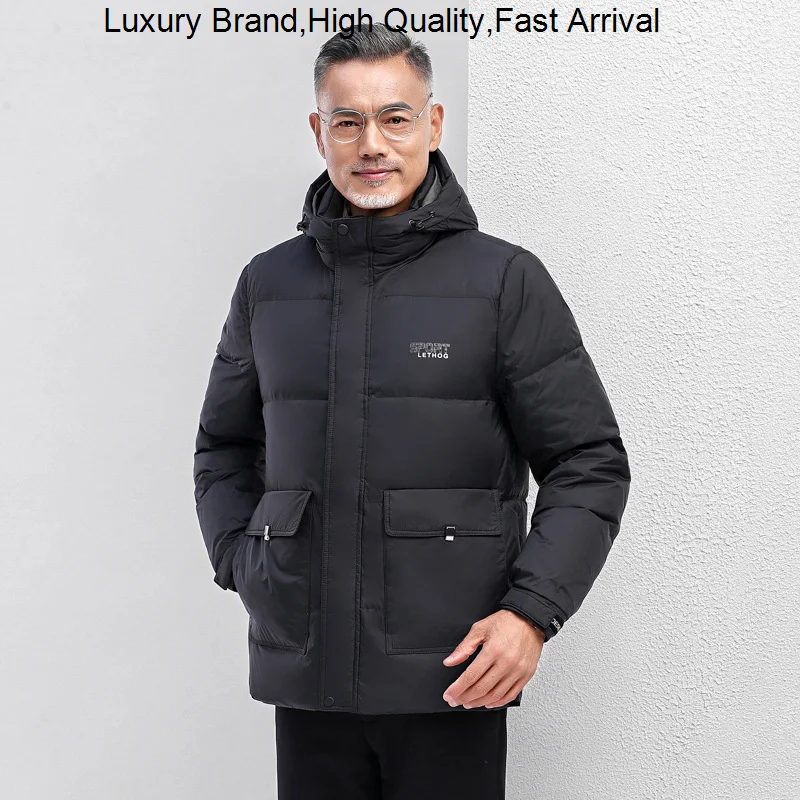

Мужская зимняя одежда, толстый пуховик, мужское повседневное легкое пальто с подкладкой, термальные парки, роскошная мужская куртка на белом утином пуху
