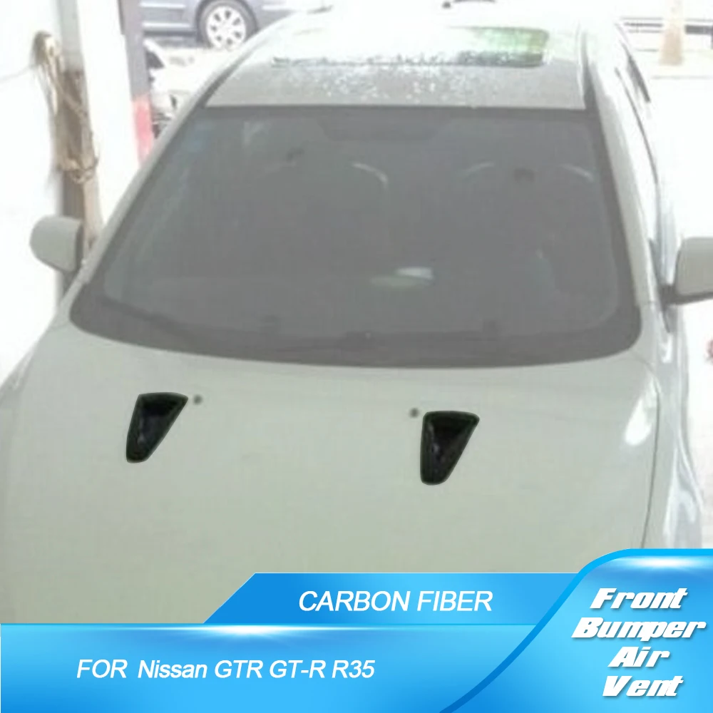 

Dry Carbon Front Engine Hood Exterior Trim Intake Scoop Covers For Nissan GTR GT-R R35 2012 2013 Car Styling Air Vent