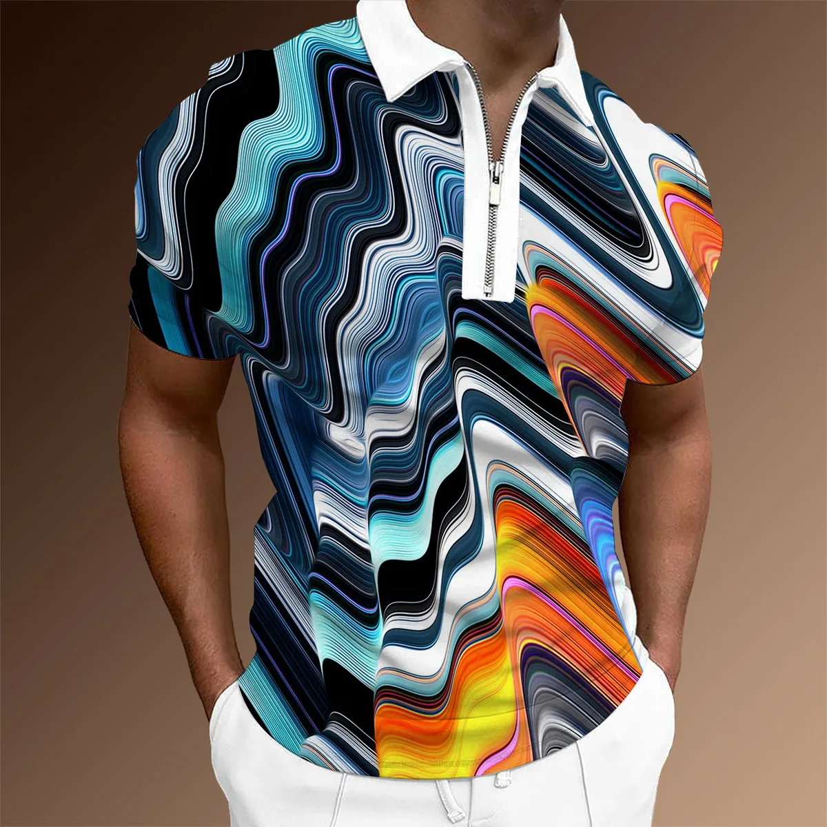 Summer Fashion Polo Shirt Color 3D Print Short Sleeve Polo Shirt Harajuku Street Casual Sports Breathable T-shirt Top  001