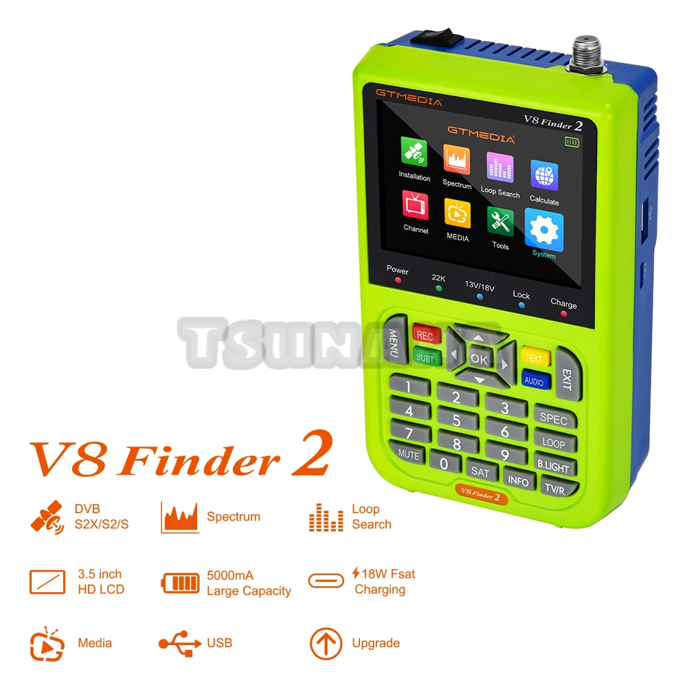 

Спутниковый счетчик GTmedia V8 Finder 2 DVBS2/S2X 5000ma большой емкости
