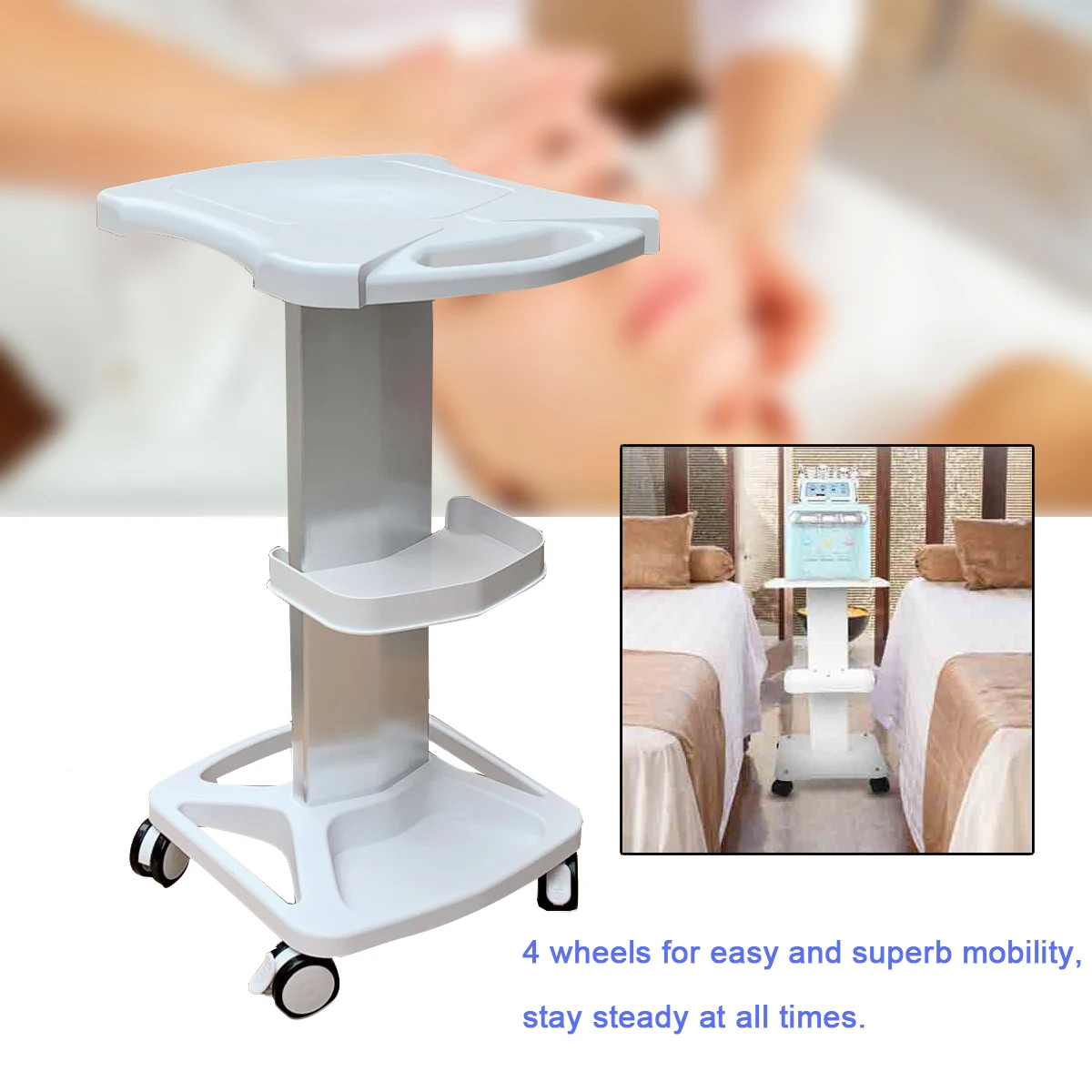 

New Beauty Salon Trolley Rolling Base Frame Multi-Function Organize Cart SPA Salon Club Decoration Storage White