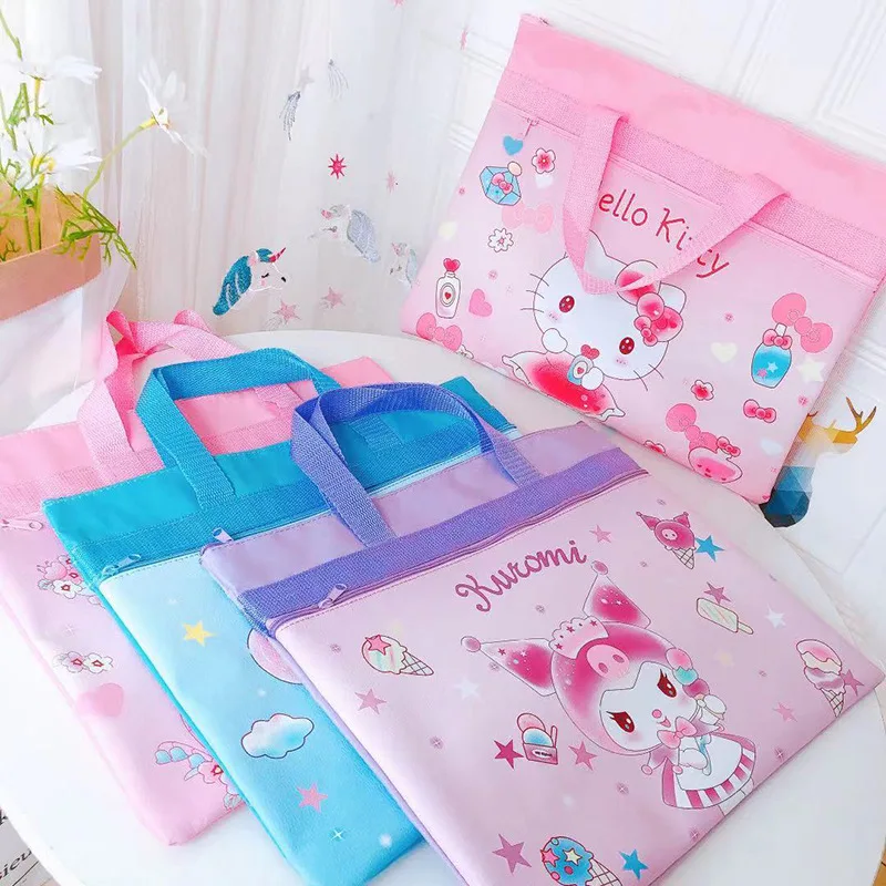 

Cartoon Anime Cinnamoroll Kuromi My Melody Hello Kitty Pochacco Portable Portable File Bag Kawaii Student Data File Storage Bag