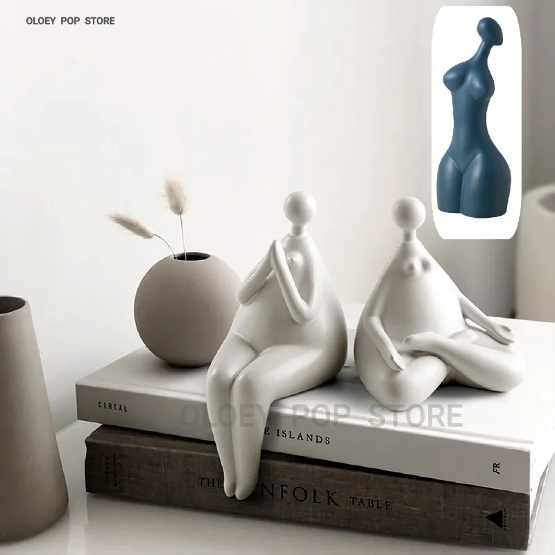 

Modern Nordic Simple Abstract Ceramic Hand Art Figure Fat Girl Body Character Sculpture Craft Accessories Living Room Home Decor