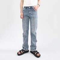four seasons mens korean style straight slim zip design mens jeans hip hop streetwear jeans denim men designer jeans for men