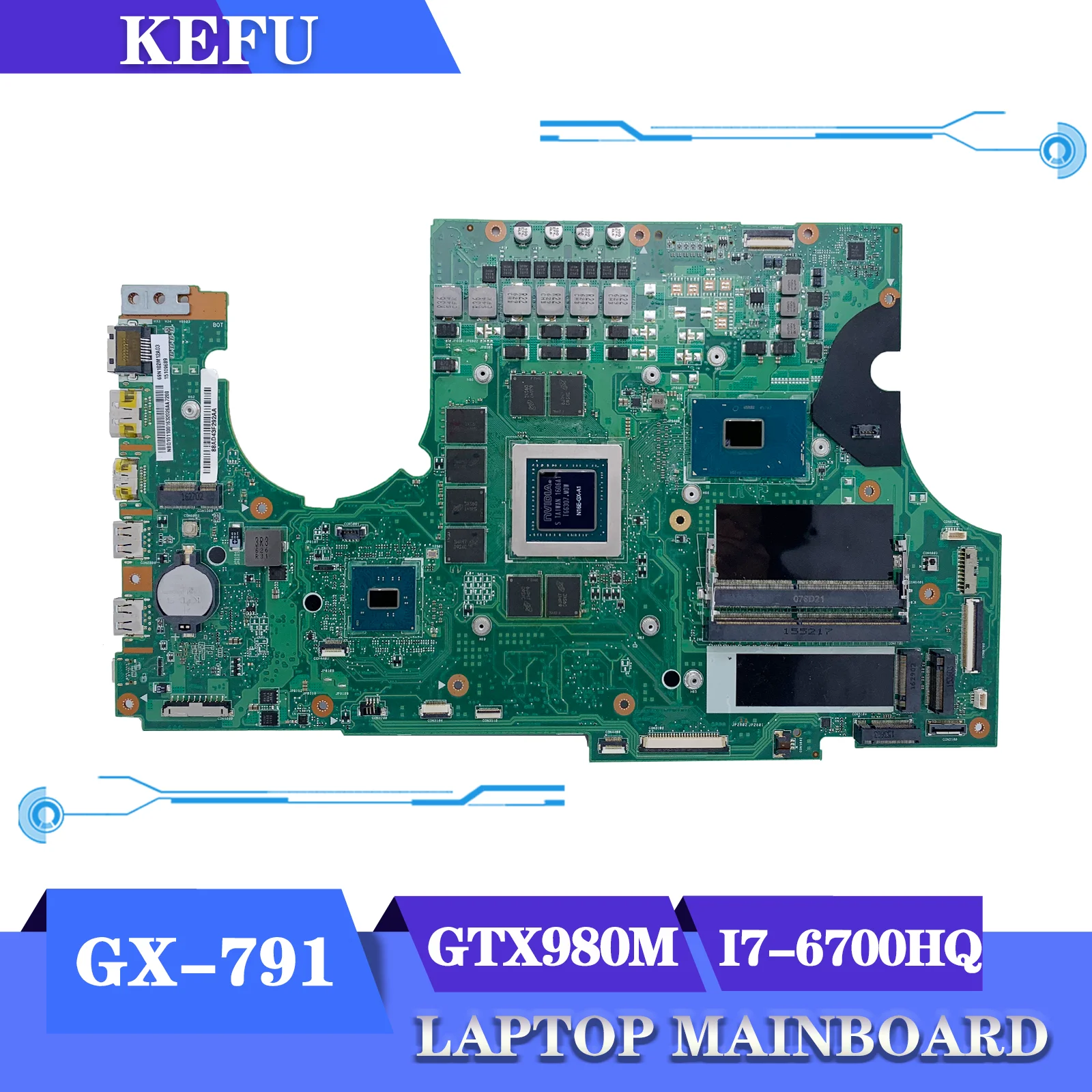 

KEFU P7NCR Mainboard For Acer Predator 17 GX-791 G9-791 G9-792 GX-79 Laptop Motherboard I7-6700HQ GTX980M-8G 100% Test OK