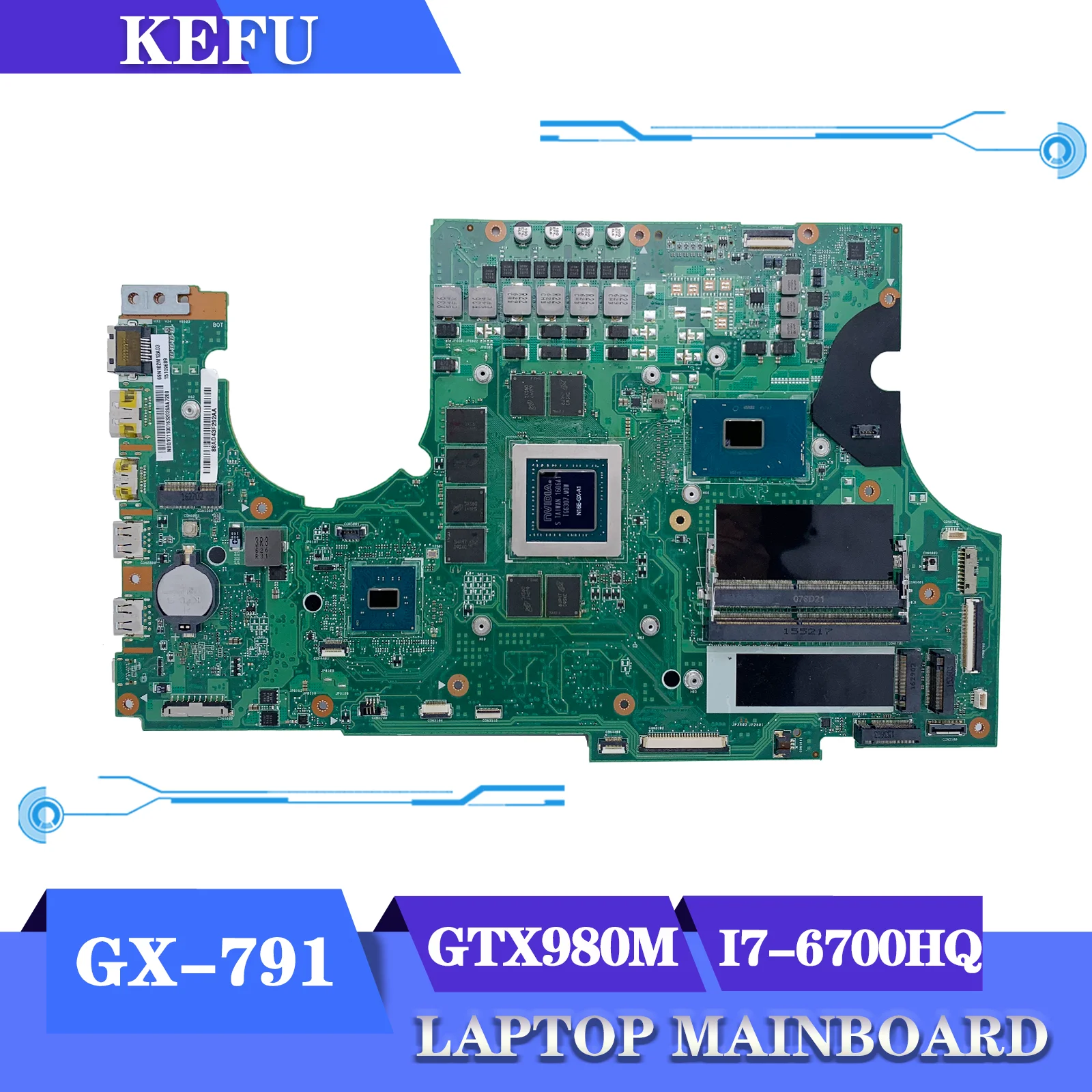 

Материнская плата KEFU P7NCR для Acer Predator 17 GX-791 G9-791 G9-792 GX-79 Материнская плата ноутбука I7-6700HQ 100% Test OK