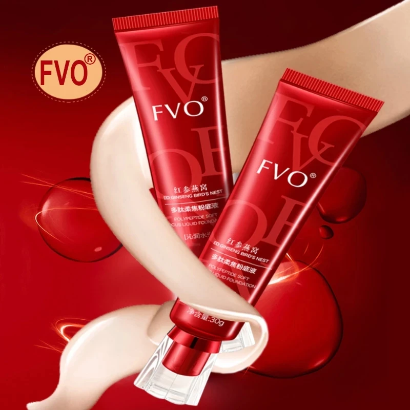 

30g Fvo RedGinseng Bird's Nest Liquid Foundation OilControl Waterproof Concealer Moisturizing Isolation Long-lasting Makeup