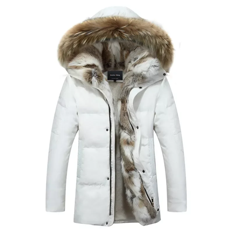 2022New jacket men high quality Men's long down coat Fashion big hair collar Thicker warmth Hooded leisure park jacket 4XL 5