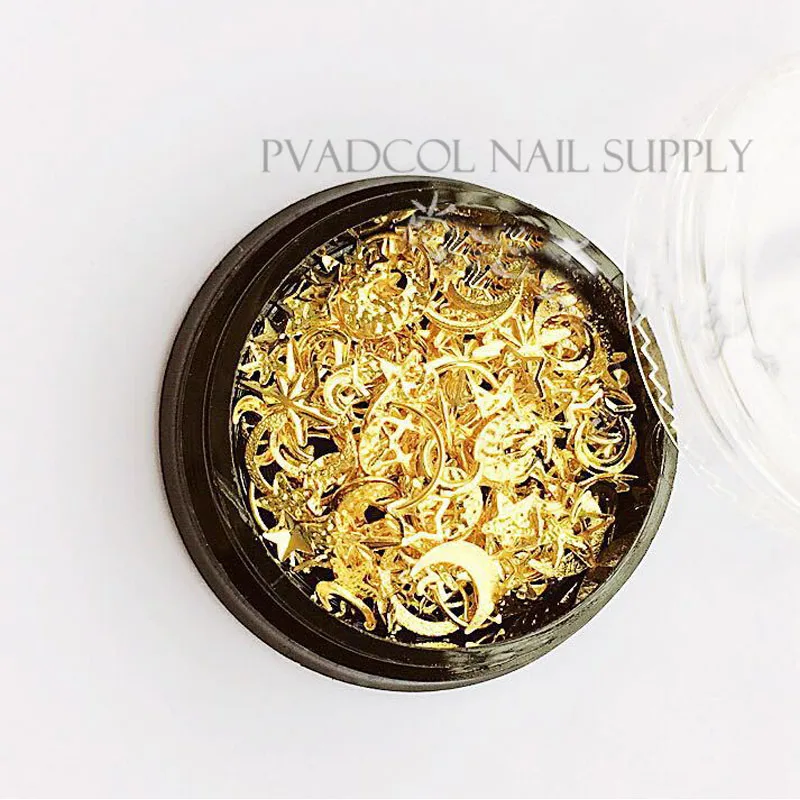 Луна Звезда смешанные металлические ногти блестки шармы 3D ногтей арт кусочек