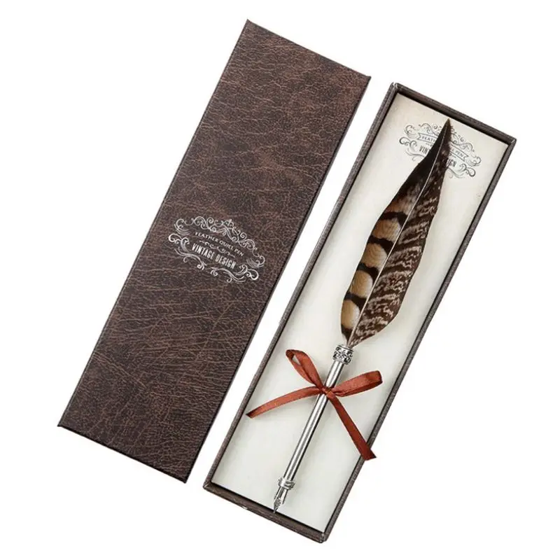 

Винтажная ручка Quill Dip с белыми перьями, перьевые ручки, принадлежности для каллиграфии и письма