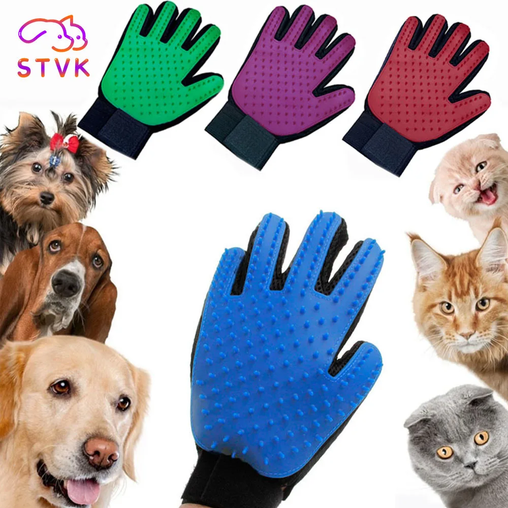 

Pet Grooming Glove Cat Hair Remove Gloves Gentle Deshedding Brush Glove Effective Massage for Dog Cat with Long Short Fur