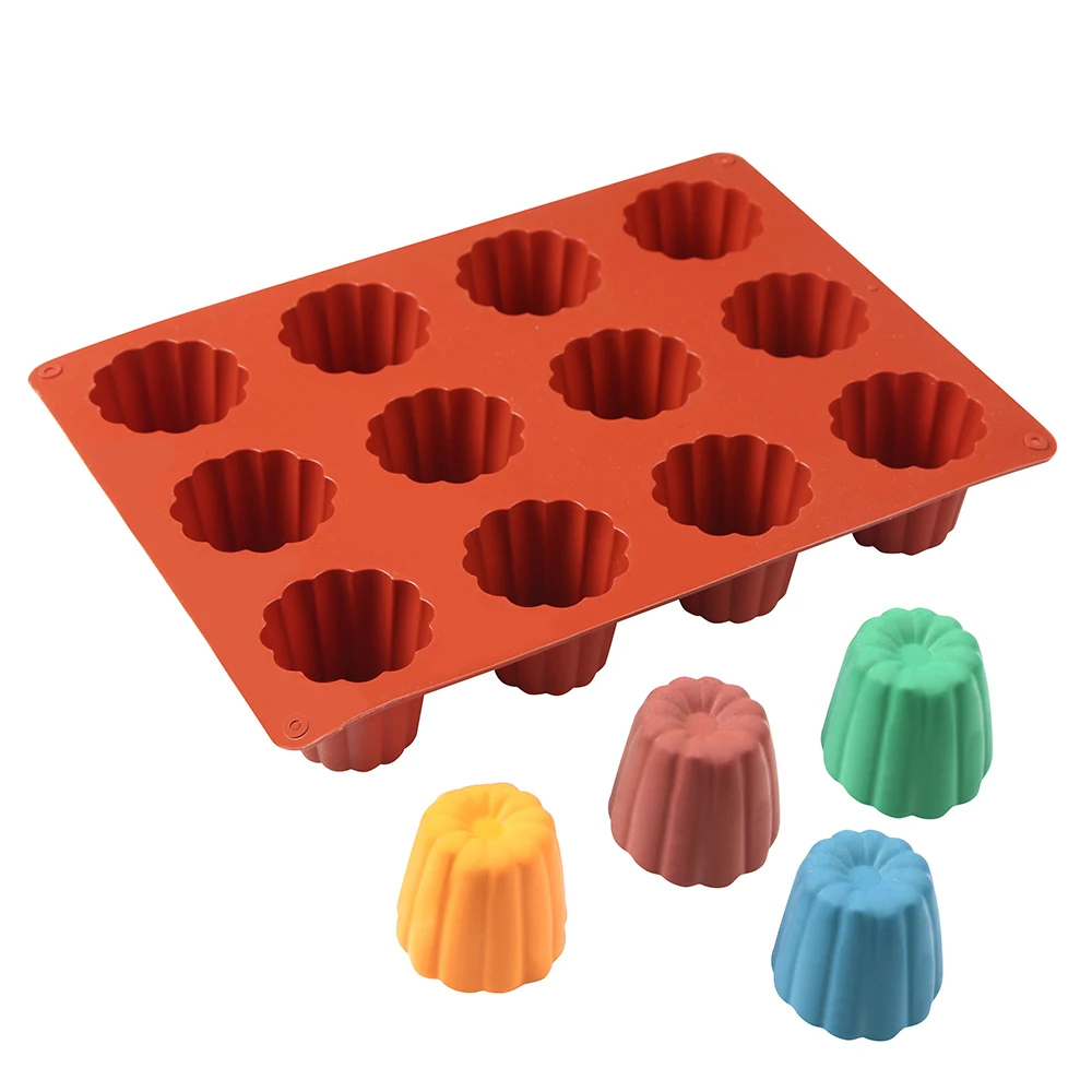 

12 Cavity Silicone Mold Canneles Bordelais Fluted Cake Mold Muffin Cupcake Baking Tray Dessert Pastry Cake Decorating Tools