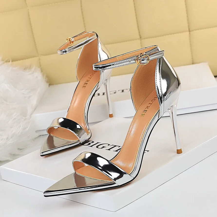 

New Women's Shoes Ol Professional Summer High Heels Sexy Banquet Stiletto Toe Pointed One Line Sandals