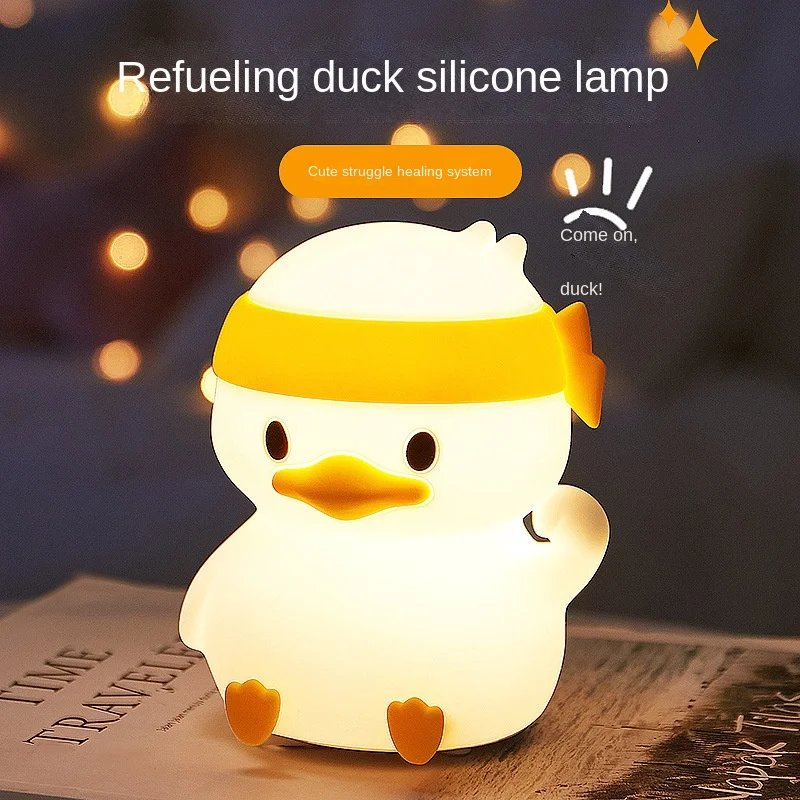 

Led Creative Duck Nightlight Children Cute Cartoon Shape Pat Light Girl Bedroom Bedside Atmosphere Light Birthday Gift Toys Lamp
