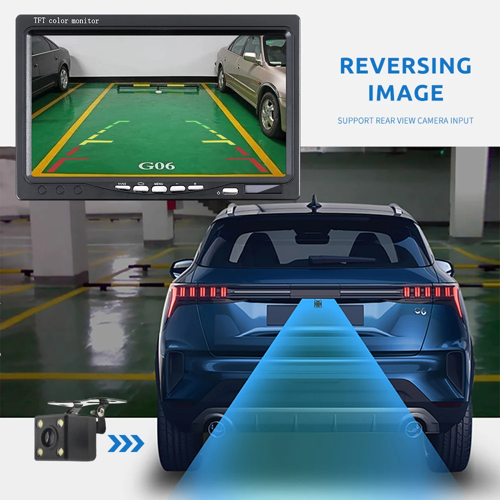 MJDOUD Автомобильная камера заднего вида для парковки автомобиля 7-дюймовый монитор