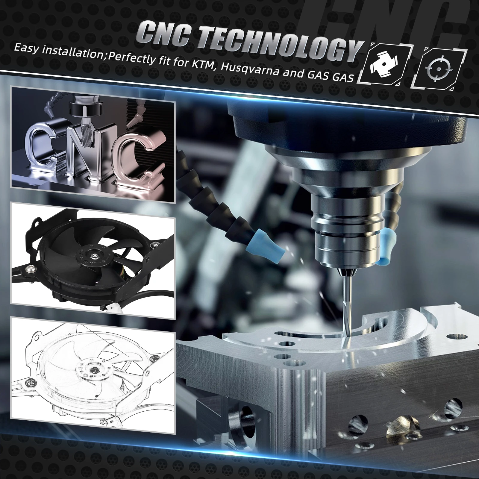 Комплект кронштейнов вентилятора радиатора охлаждения для KTM EXC300 EXC EXCF XCW XCFW XWF 150