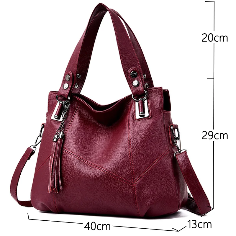 100% Genuine Leather Women Handbags 2023 New Tassel Luxury Designer Large Tote Bag for Shoulder Crossbady Soft Tassel Crossbody